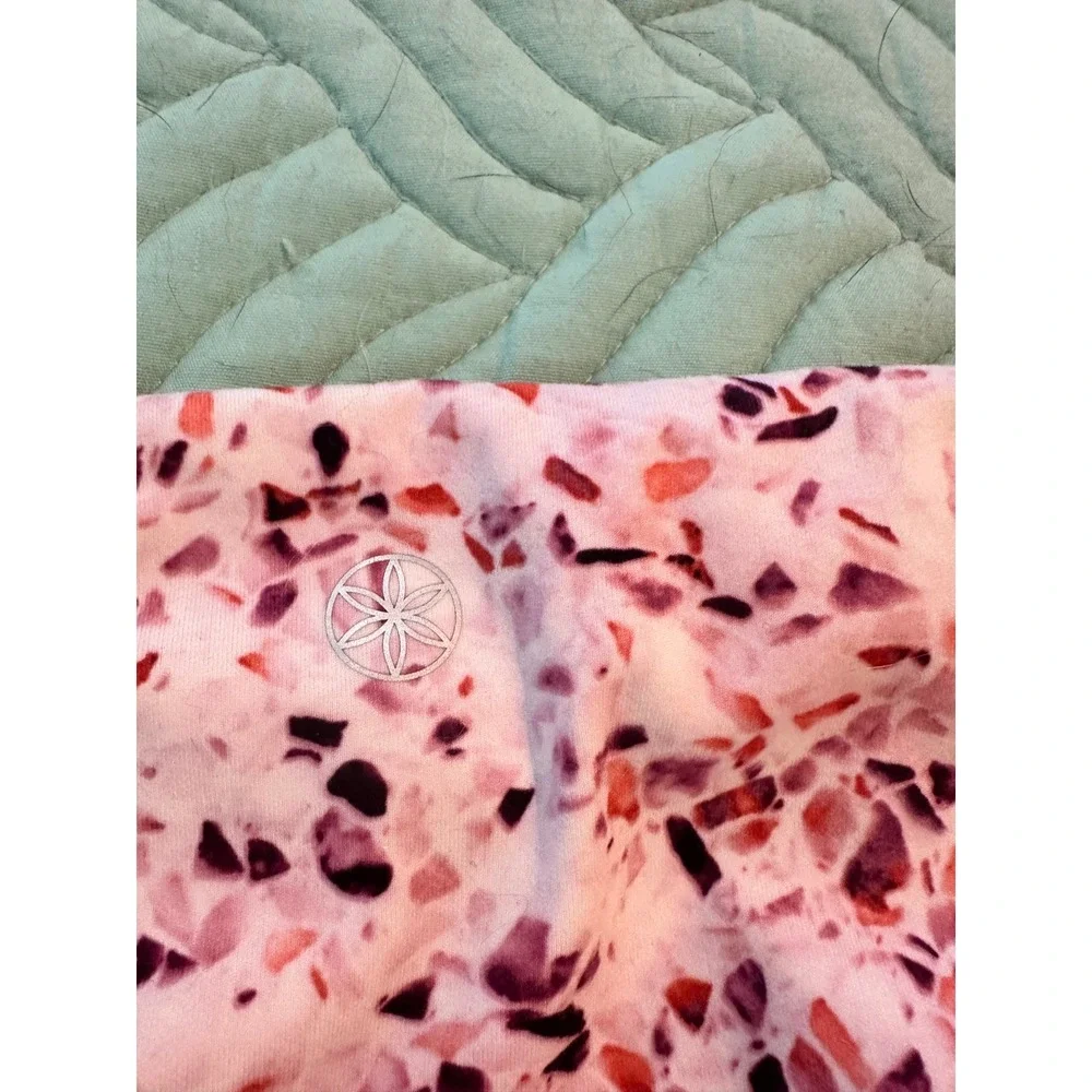 Gaiam Womens Pink Terrazzo Print Activewear Set Strappy‎ Tank & Leggings